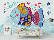 3D Animal Fish Star Love Ocean Wall Mural Wallpaper YXL 979- Jess Art Decoration