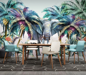 3D Animal Elephant Selva Leaf Wall Mural Wallpaper YXL 996- Jess Art Decoration