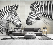 3D Animal Zebra Geometric Line Wall Mural Wallpaper YXL 1000- Jess Art Decoration
