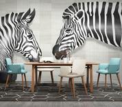 3D Animal Zebra Geometric Line Wall Mural Wallpaper YXL 1000- Jess Art Decoration