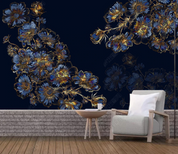 3D Floral Golden Relief Wall Mural Wallpaper YXL 1019- Jess Art Decoration