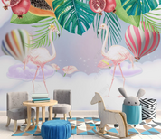 3D Animal Flamingo Hydrogen Balloon Leaf Fruits Wall Mural Wallpaper YXL 1039- Jess Art Decoration