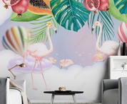 3D Animal Flamingo Hydrogen Balloon Leaf Fruits Wall Mural Wallpaper YXL 1039- Jess Art Decoration
