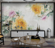 3D Oil painting Peony Greenery Wall Mural Wallpaper YXL 1042- Jess Art Decoration