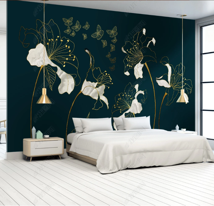 3D Floral Butterfly Relief Line Wall Mural Wallpaper YXL 1049- Jess Art Decoration