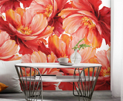 3D Watercolour Floral Red Wall Mural Wallpaper YXL 1050- Jess Art Decoration
