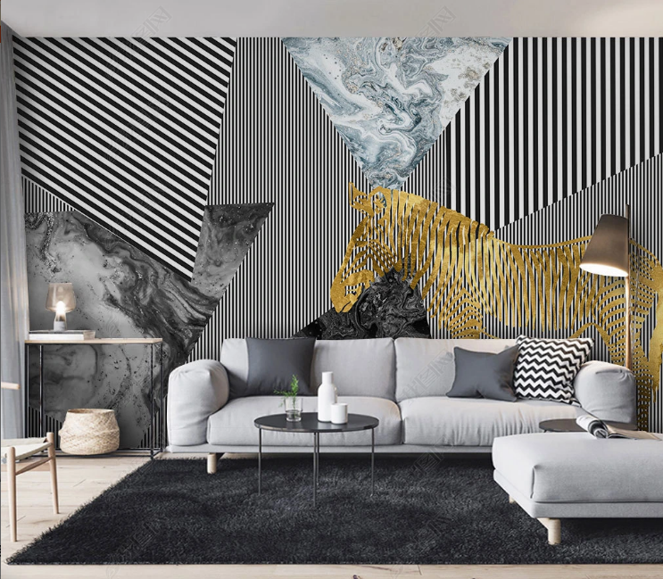 3D Geometric Triangle Horse Line Wall Mural Wallpaper YXL 1054- Jess Art Decoration