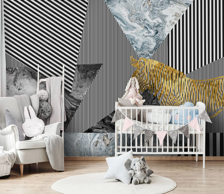 3D Geometric Triangle Horse Line Wall Mural Wallpaper YXL 1054- Jess Art Decoration