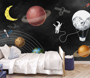 3D Cartoon Spaceman The Earth Space Station Moon Wall Mural Wallpaper YXL 1058- Jess Art Decoration