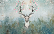 3D Retro Oil painting Elk Floral Wall Mural Wallpaper YXL 1068- Jess Art Decoration