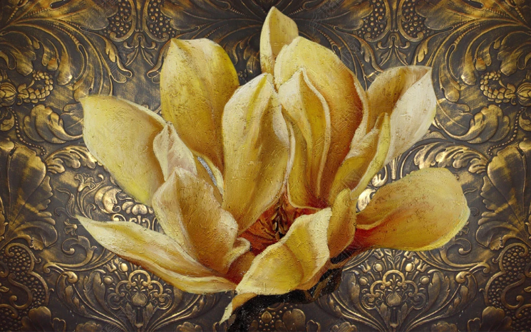 3D Oil painting Golden Relief Floral Wall Mural Wallpaper YXL 1070- Jess Art Decoration