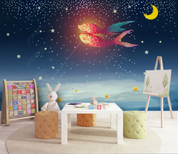 3D Sky Fish Moon Star Night Wall Mural Wallpaper YXL 1074- Jess Art Decoration