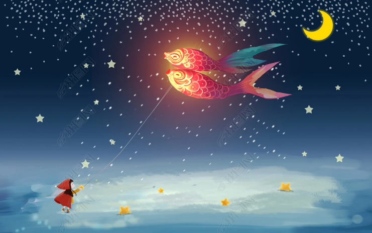 3D Sky Fish Moon Star Night Wall Mural Wallpaper YXL 1074- Jess Art Decoration