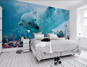3D Animal Sea World Polar Bear Fish Wall Mural Wallpaper YXL 1083- Jess Art Decoration
