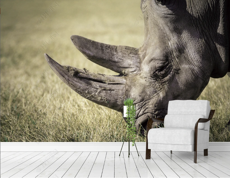 3D Animal Rhinoceros Wall Mural Wallpaper YXL 1085- Jess Art Decoration
