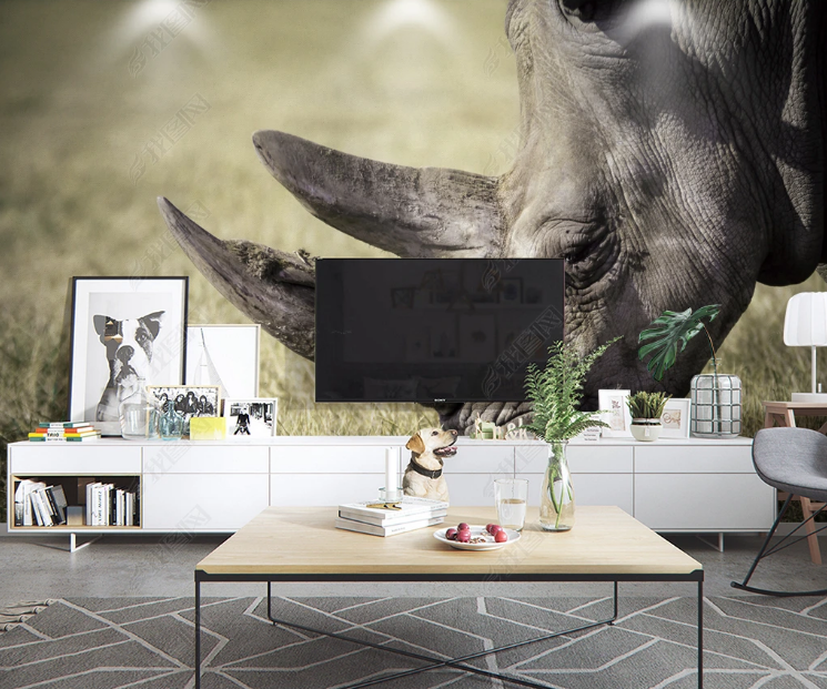 3D Animal Rhinoceros Wall Mural Wallpaper YXL 1085- Jess Art Decoration