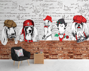 3D Animal Dog Brick Mathematical Formula Wall Mural Wallpaper YXL 1096- Jess Art Decoration