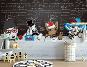 3D Animal Dog Brick Mathematical Formula Wall Mural Wallpaper YXL 1097- Jess Art Decoration