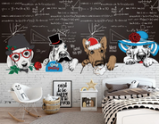 3D Animal Dog Brick Mathematical Formula Wall Mural Wallpaper YXL 1097- Jess Art Decoration