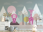3D Cartoon Triangle Round Deer Lion Wall Mural Wallpaper YXL 1099- Jess Art Decoration