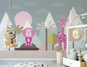 3D Cartoon Triangle Round Deer Lion Wall Mural Wallpaper YXL 1099- Jess Art Decoration