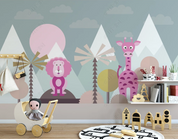 3D Cartoon Triangle Round Deer Lion Wall Mural Wallpaper YXL 1099- Jess Art Decoration