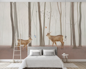 3D Animal Deer Trunk Butterfly Bird Wall Mural Wallpaper YXL 1101- Jess Art Decoration