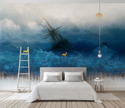 3D Oil painting Ocean Sailing Sun Wall Mural Wallpaper YXL 1103- Jess Art Decoration
