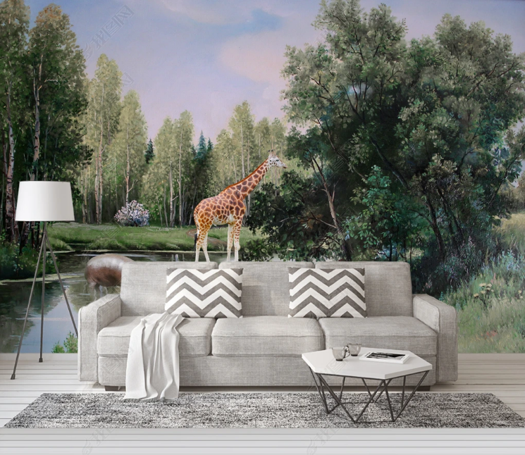 3D Animal Deer Forest Grassland Wall Mural Wallpaper YXL 1104- Jess Art Decoration