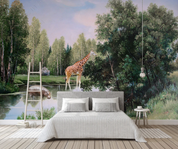 3D Animal Deer Forest Grassland Wall Mural Wallpaper YXL 1104- Jess Art Decoration