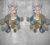 3D Animal Elk Rhombus Parallelogram Floral Wall Mural Wallpaper YXL 1111- Jess Art Decoration