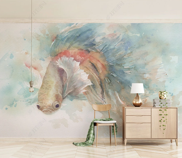 3D Freehand Sketching Fish Wall Mural Wallpaper YXL 1112- Jess Art Decoration