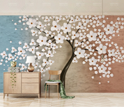 3D Plant Leaf Tree Sakura Wall Mural Wallpaper YXL 1134- Jess Art Decoration
