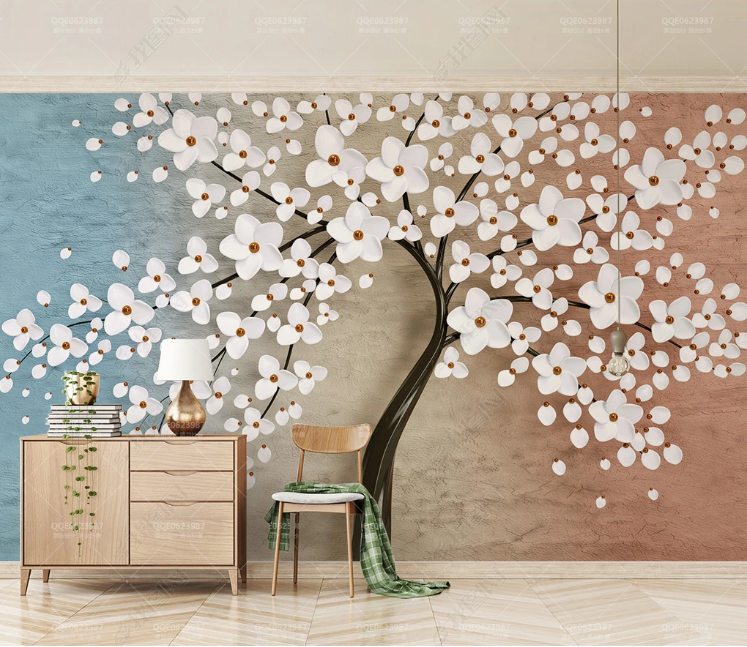 3D Plant Leaf Tree Sakura Wall Mural Wallpaper YXL 1134- Jess Art Decoration