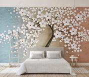 3D Plant Leaf Tree Sakura Wall Mural Wallpaper YXL 1134- Jess Art Decoration