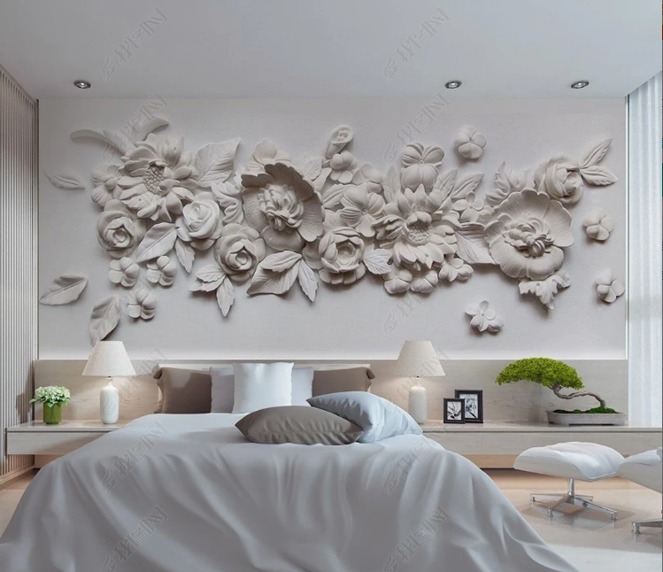 3D  Stereoscopic Relief Plaster Carving Floral Wall Mural Wallpaper YXL 1144- Jess Art Decoration