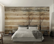 3D Plank Tree Line Wall Mural Wallpaper YXL 1147- Jess Art Decoration