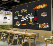 3D Freehand Sketching Fine Food Spirit Bottle Blackboard Wall Mural Wallpaper YXL 1163- Jess Art Decoration