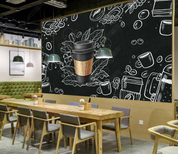 3D Freehand Sketching Coffee Leaf Blackboard Wall Mural Wallpaper YXL 1168- Jess Art Decoration