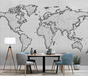 3D World Map Rectangle Gray Wall Mural Wallpaper YXL 1173