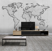 3D World Map Rectangle Gray Wall Mural Wallpaper YXL 1173