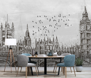 3D Scenic Area Architecture Bird Wall Mural Wallpaper YXL 1174