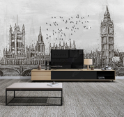 3D Scenic Area Architecture Bird Wall Mural Wallpaper YXL 1174