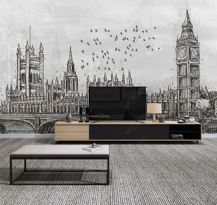 3D Scenic Area Architecture Bird Wall Mural Wallpaper YXL 1174