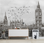 3D Scenic Area Architecture Bird Wall Mural Wallpaper YXL 1174