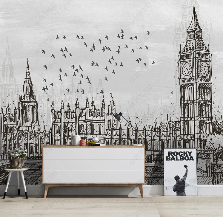 3D Scenic Area Architecture Bird Wall Mural Wallpaper YXL 1174
