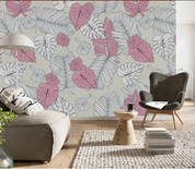 3D Freehand Sketching Leaf Floral Wall Mural Wallpaper YXL 1179