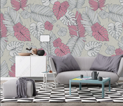 3D Freehand Sketching Leaf Floral Wall Mural Wallpaper YXL 1179