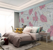 3D Freehand Sketching Leaf Floral Wall Mural Wallpaper YXL 1179