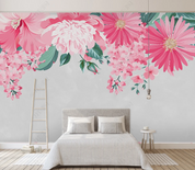 3D Floral Greenery Pink Wall Mural Wallpaper YXL 1185